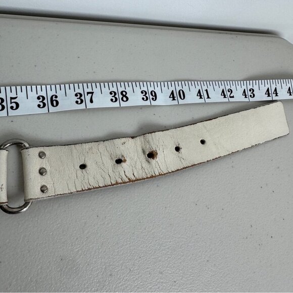 Vintage LEVIS White Studded Leather Belt Wide Punk Rocker Goth Grunge Rustic main image 15